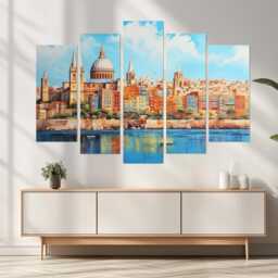 Abstract Valletta Canvas Print, Skyline, Malta Wall Art, Poster, Painting, Maltese Gift, Decor - thumbnail 4