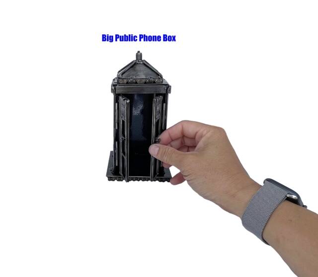The Phone Box Sculpture. 7.5 Inches Tall. 100% Handmade. Made Out Of Scrap Metal. A Perfect & Unusual Gift For Sci-Fi Fan - image 1