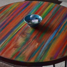 Round Coffee Table Coastal Wood Furniture Tropical Sunset Colours With Metal Hair Pin Or Tapered Legs Inspired Living Room Decor - thumbnail 3