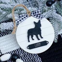 Farmhouse Christmas Ornament French Bulldog - Gift For Dog Owner Modern Holiday Decor Frenchie - thumbnail 2