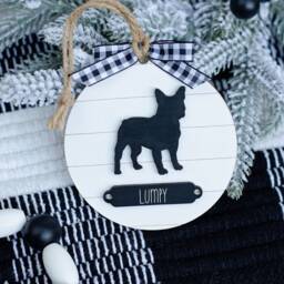 Farmhouse Christmas Ornament French Bulldog - Gift For Dog Owner Modern Holiday Decor Frenchie - thumbnail 3