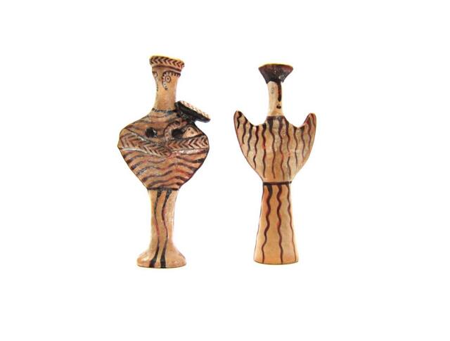 Pair Of Mycenaean Idols Psi - ?? & Phi - ?? , Greek Museum Copy Primitive Neolithic Civilization - image 1