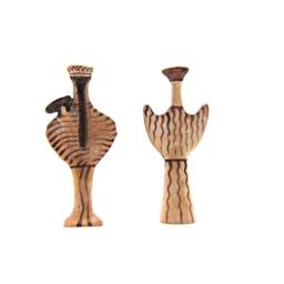 Pair Of Mycenaean Idols Psi - ?? & Phi - ?? , Greek Museum Copy Primitive Neolithic Civilization - thumbnail 3