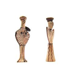 Pair Of Mycenaean Idols Psi - ?? & Phi - ?? , Greek Museum Copy Primitive Neolithic Civilization - thumbnail 2