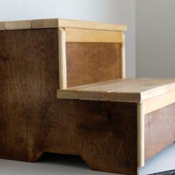 Handcrafted Pine Wood Step Stool With Storage - Personalized Kids - thumbnail 3