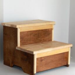 Handcrafted Pine Wood Step Stool With Storage - Personalized Kids - thumbnail 2