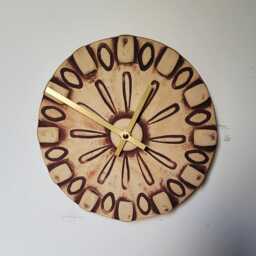 Hand Made Circular Round Matt Brown Natural Ceramic Wall Clock Quartz 20 cm Diam - thumbnail 3