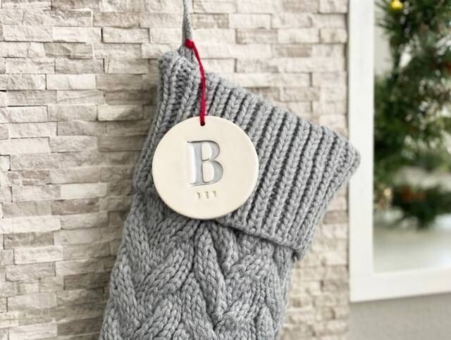 Cozy Gray Knitted Holiday Stocking - Personalized With Your Initial & Name For A Magical Christmas - image 1