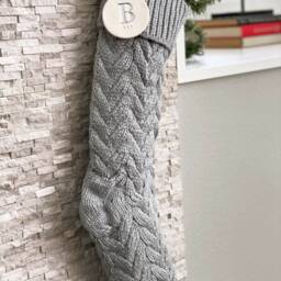 Cozy Gray Knitted Holiday Stocking - Personalized With Your Initial & Name For A Magical Christmas - thumbnail 2