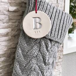 Cozy Gray Knitted Holiday Stocking - Personalized With Your Initial & Name For A Magical Christmas - thumbnail 3