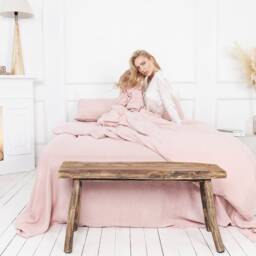 Linen Duvet Cover in Woodrose Faded Pink. Washed Linen Bedding. Custom Sizes. Farmhouse Decor Valentines Day Gift - thumbnail 2