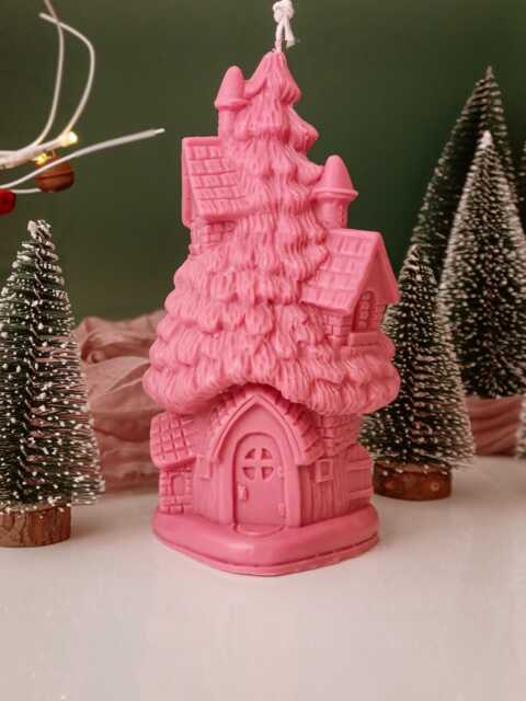 Christmas Tree Candle Handmade Soy Beeswax Festive Decor - image 1