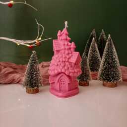 Christmas Tree Candle Handmade Soy Beeswax Festive Decor - thumbnail 3
