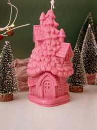 Christmas Tree Candle Handmade Soy Beeswax Festive Decor - thumbnail 1