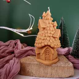 Christmas Tree Candle Handmade Soy Beeswax Festive Decor - thumbnail 4
