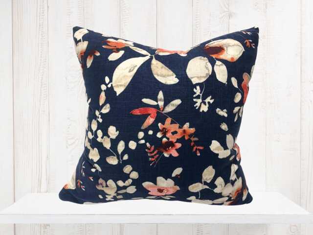 Vern Yip Navy Floral Pillow Cover Asian Watercolor Design - image 1