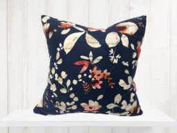 Vern Yip Navy Floral Pillow Cover Asian Watercolor Design - thumbnail 1