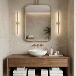 Suspended Brass Vanity Mirror - Rectangular Ceiling Mounted - thumbnail 3