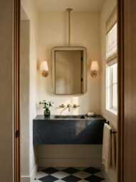 Suspended Brass Vanity Mirror - Rectangular Ceiling Mounted