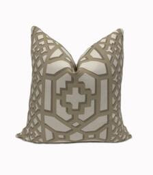Schumacher Zanzibar Trellis Sand Cushion Cover Pillow Double Sided - thumbnail 1