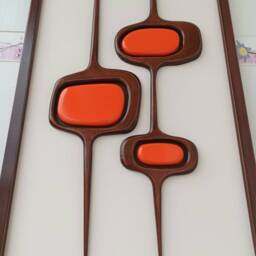 Mid Century Modern Wood Wall Art Handcarved Geometric Sculpture - thumbnail 3