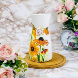Handmade Decoupaged Glass Vase, Sunflower Floral Decor - thumbnail 2