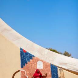 Hand-Block Printed Cotton Kantha Quilt - Reversible Pink Desert Sun Bedding Set, Twin/Queen King - thumbnail 3