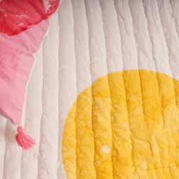 Hand-Block Printed Cotton Kantha Quilt - Reversible Pink Desert Sun Bedding Set, Twin/Queen King - thumbnail 2