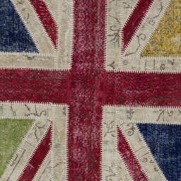 Union Jack Rug Patchwork British Flag Design, Hand-Knotted Turkish Wool - thumbnail 3