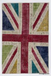 Union Jack Rug Patchwork British Flag Design, Hand-Knotted Turkish Wool - thumbnail 1