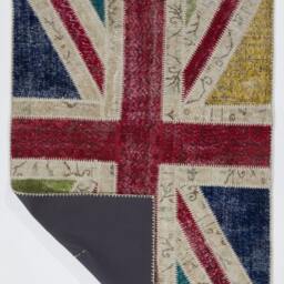 Union Jack Rug Patchwork British Flag Design, Hand-Knotted Turkish Wool - thumbnail 2