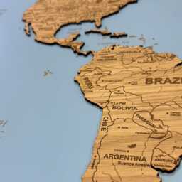 High Detail 3D Blue Wooden World Map, Choice Of Oak Or Cork, Available in S-xxl Size, Home Decor Statement Piece, Wall Art Travel Map - thumbnail 3