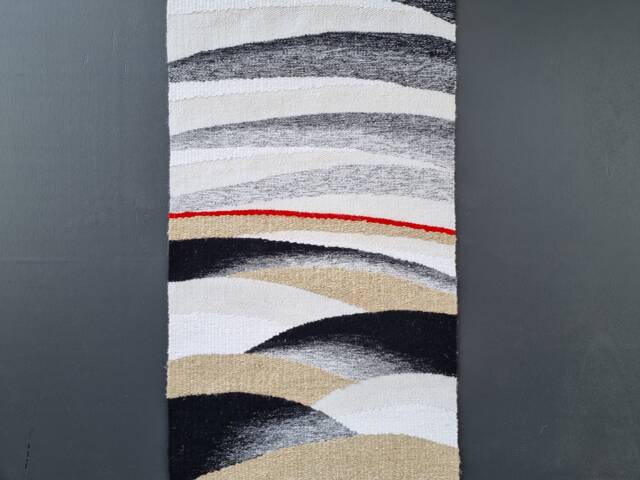 Handwoven Black & White Tapestry Modern Abstract Fiber Art - image 1