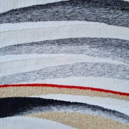 Handwoven Black & White Tapestry Modern Abstract Fiber Art - thumbnail 3