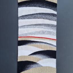 Handwoven Black & White Tapestry Modern Abstract Fiber Art - thumbnail 2