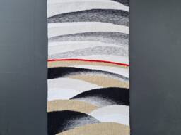 Handwoven Black & White Tapestry Modern Abstract Fiber Art - thumbnail 1