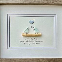 Personalized 25Th Wedding Milestone - Silver Anniversary Sea Glass Art For Wife, Husband, Or Parents - thumbnail 3