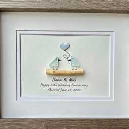 Personalized 25Th Wedding Milestone - Silver Anniversary Sea Glass Art For Wife, Husband, Or Parents - thumbnail 2