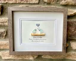 Personalized 25Th Wedding Milestone - Silver Anniversary Sea Glass Art For Wife, Husband, Or Parents - thumbnail 1