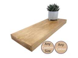 Rustic Solid Wood Floating Shelf 22cm Wide, Various Finishes - thumbnail 1
