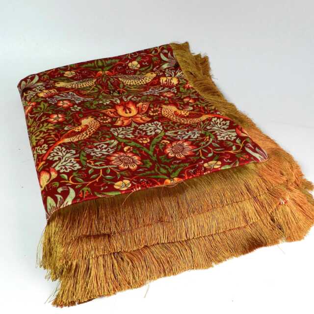 William Morris Velvet Throw Blanket With Gold Fringe Strawberry Thief Design - image 1