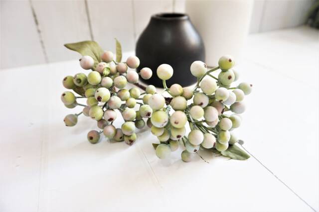 Life Like Berry, Faux Greenish Blush Christmas Decor, Wreath Filler, Artificial Table Flower, Wedding Bouquet Filler - image 1