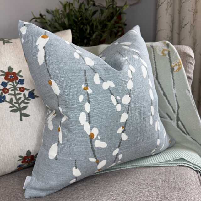 Blue Throw Pillow Cover, Willow Design Cushion Designer Romo Cover For Sofa Or Bed, Double Sided - image 1