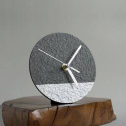 Recycled Paper Table Clock For Modern Minimalist Interior, Traditional 1st Wedding Anniversary Gift Couple, Eco Friendly - thumbnail 1