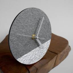 Recycled Paper Table Clock For Modern Minimalist Interior, Traditional 1st Wedding Anniversary Gift Couple, Eco Friendly - thumbnail 2