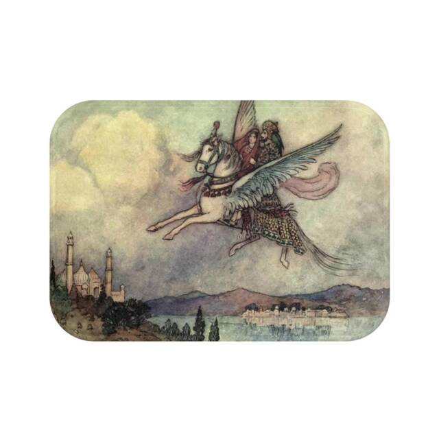 Hiraman & The Pakshiraj, Bath Mat, Vintage Illustration From 1912, Indian Folk Tale - image 1