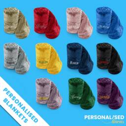 Personalised Mink Blankets - Heavy Duty Jewel Colours Add Your Name, Text Or Message Perfect Christmas Gift Fits Up To Double Bed - thumbnail 1
