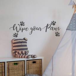 Wipe Your Paws Wall Decal Dog Pawprint Entryway Decor Ww153 - thumbnail 1