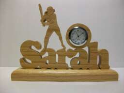 Personalized Softball Desk Clock, Female Batter, Customized With Player's Name - thumbnail 1