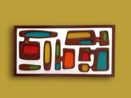 Carved Wood Wall Art - Mid Century Modern Style - thumbnail 1